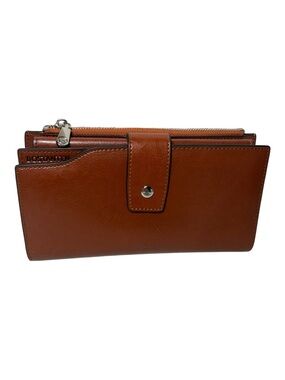 Bostanten Genuine Leather RFID Brown Wallet Clutch
